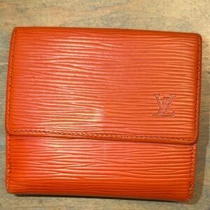 Authentic Louis Vuitton Vibrant Orange Epi Leather Wallet